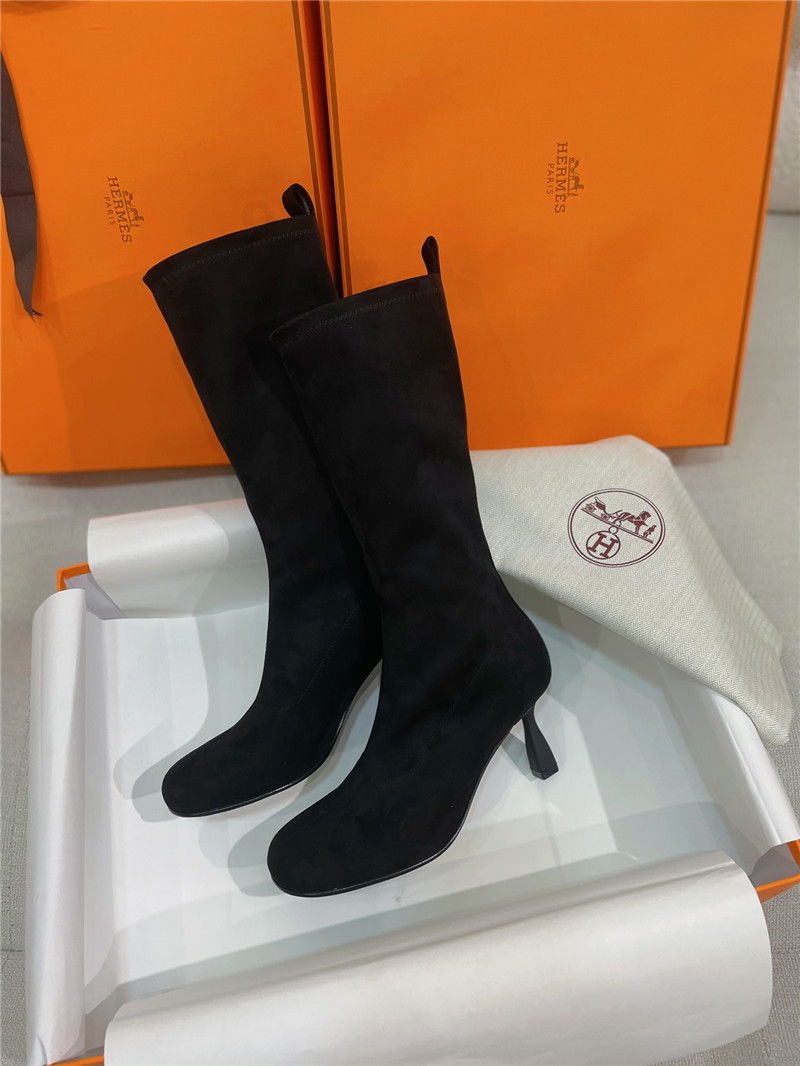 H**me5 women’s black suede mid calf boots