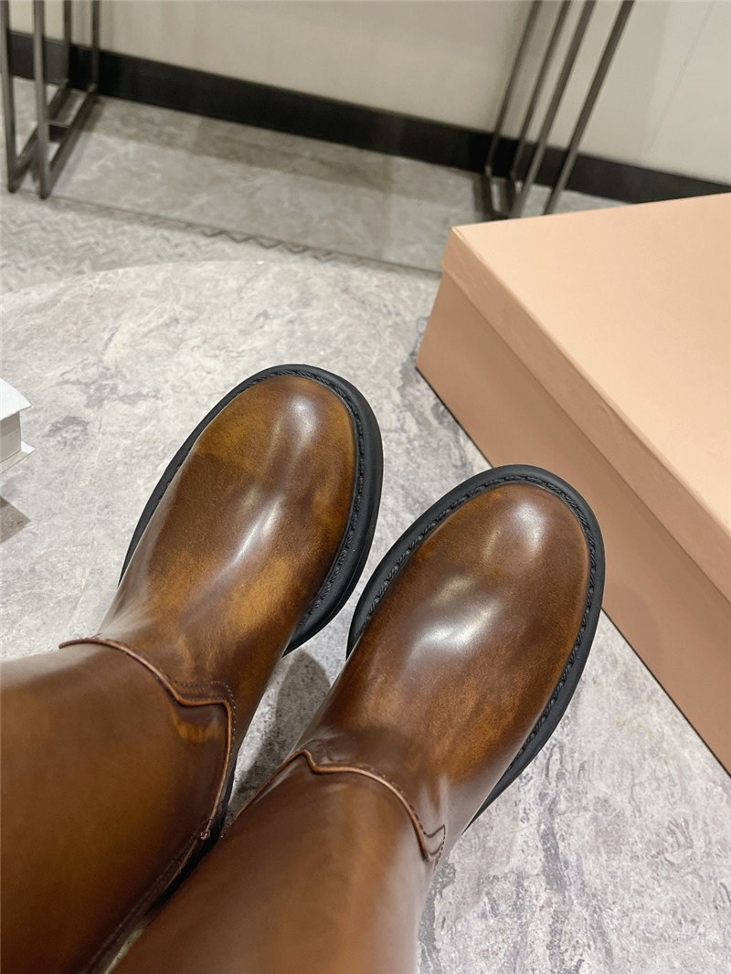 Miu Miu Fumé Brown Leather Boots