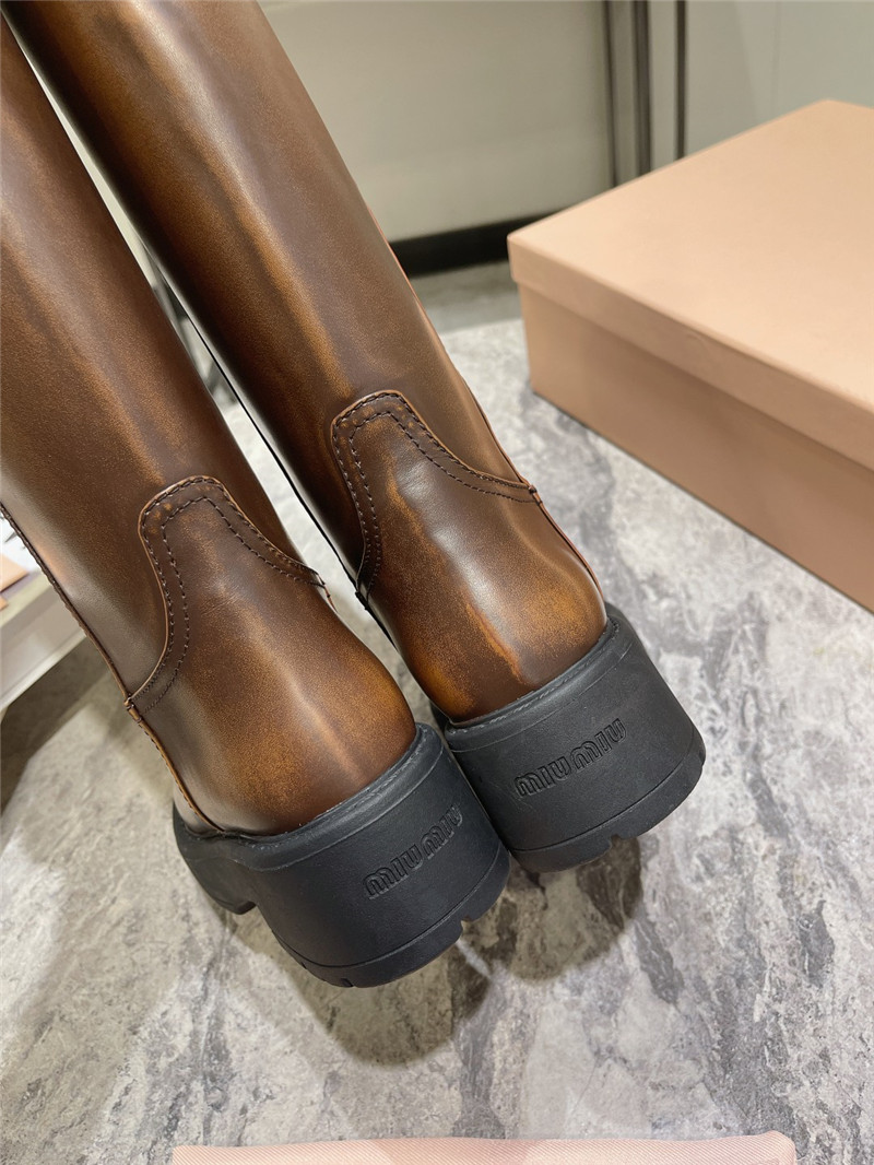 Miu Miu Fumé Brown Leather Boots