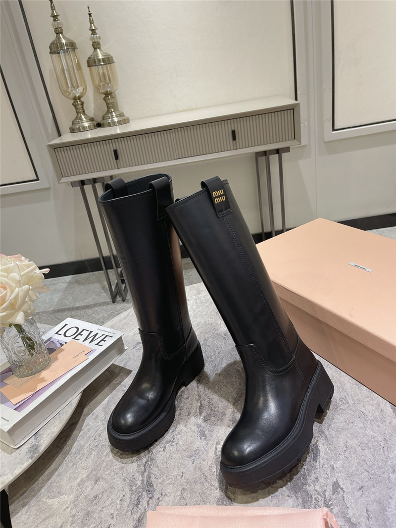 Miu Miu Fumé Knee-High Leather Boots