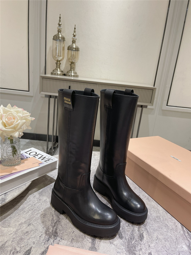 Miu Miu Fumé Knee-High Leather Boots