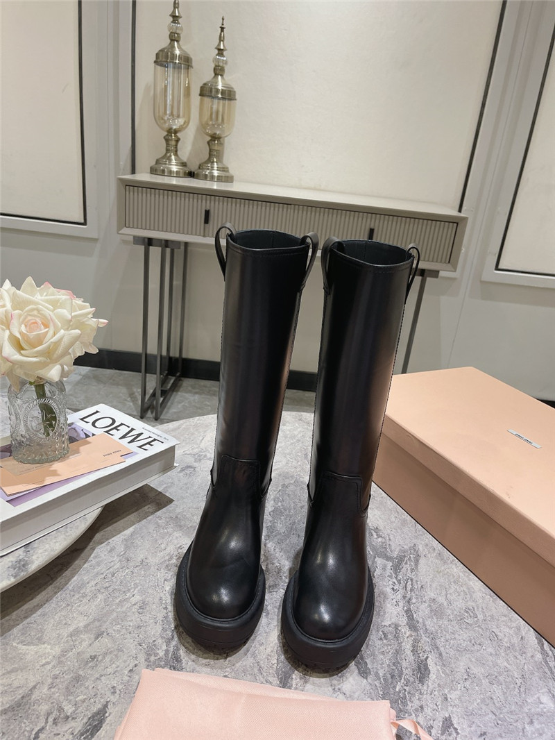 Miu Miu Fumé Knee-High Leather Boots