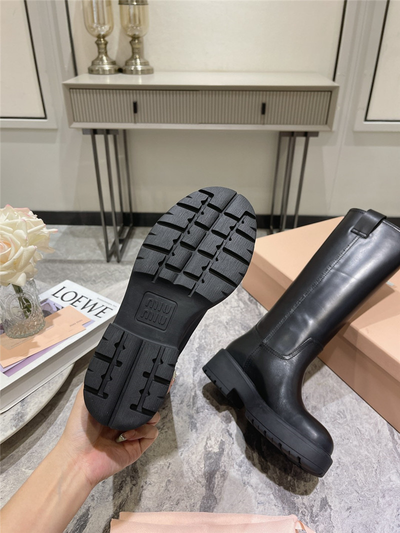 Miu Miu Fumé Knee-High Leather Boots