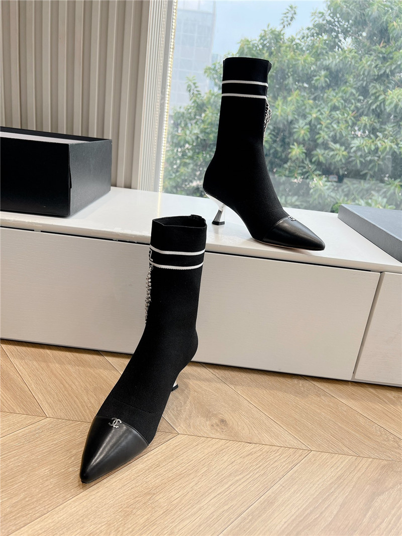 Ch**el pointed toe stretch knit ankle boots