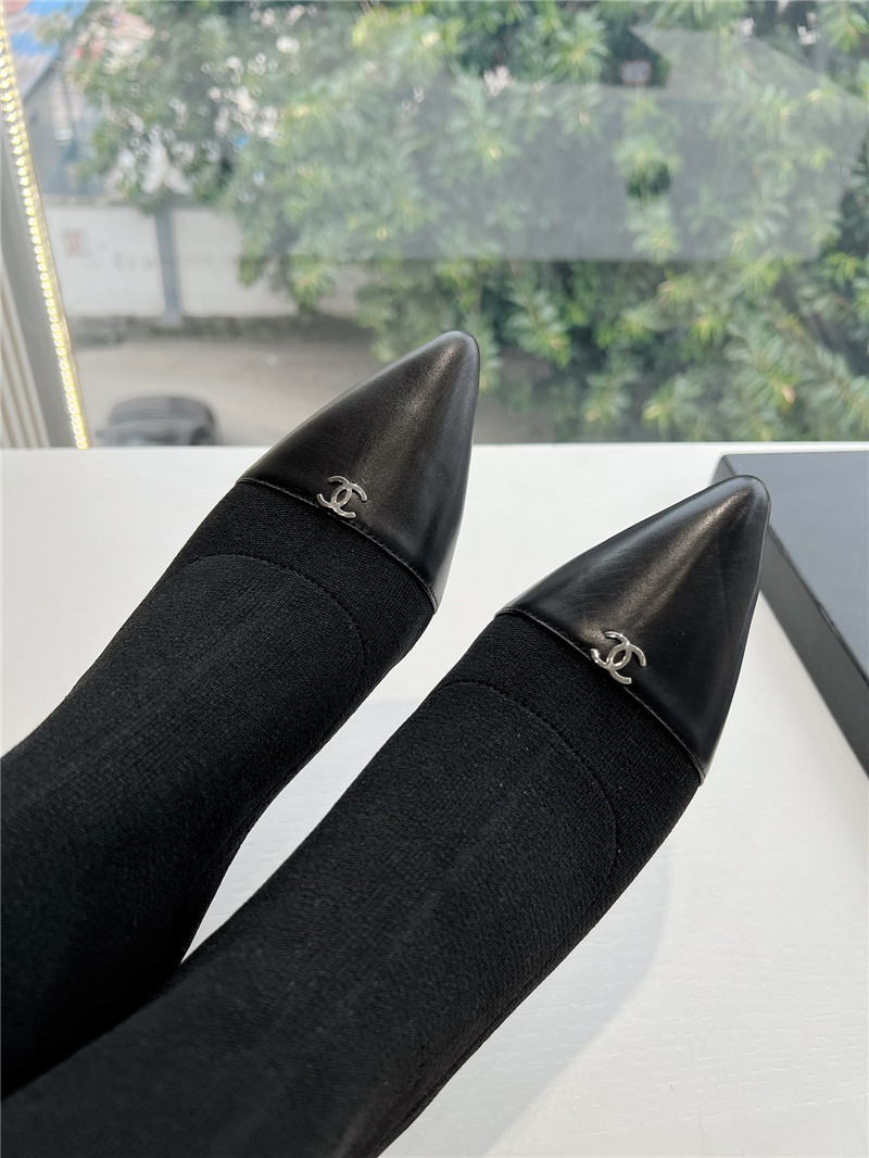 Ch**el pointed toe stretch knit ankle boots