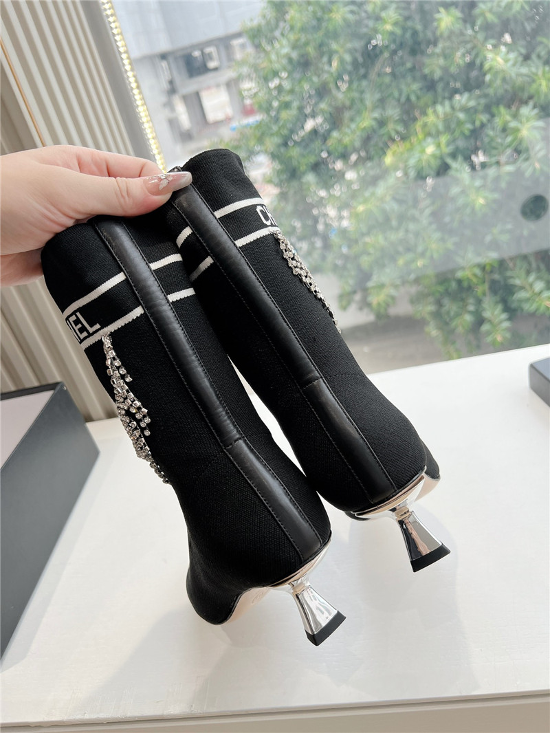 Ch**el pointed toe stretch knit ankle boots