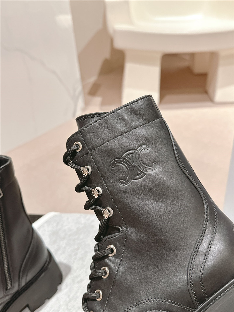 Ce1i*e bulky lace-up boots in calfskin