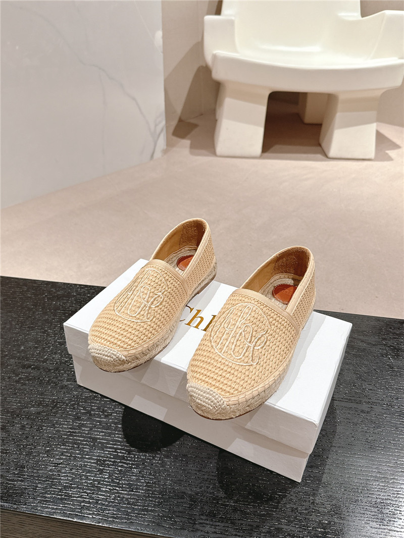 Chloé Isla Beige Espadrille Raffia Fibre Loafers