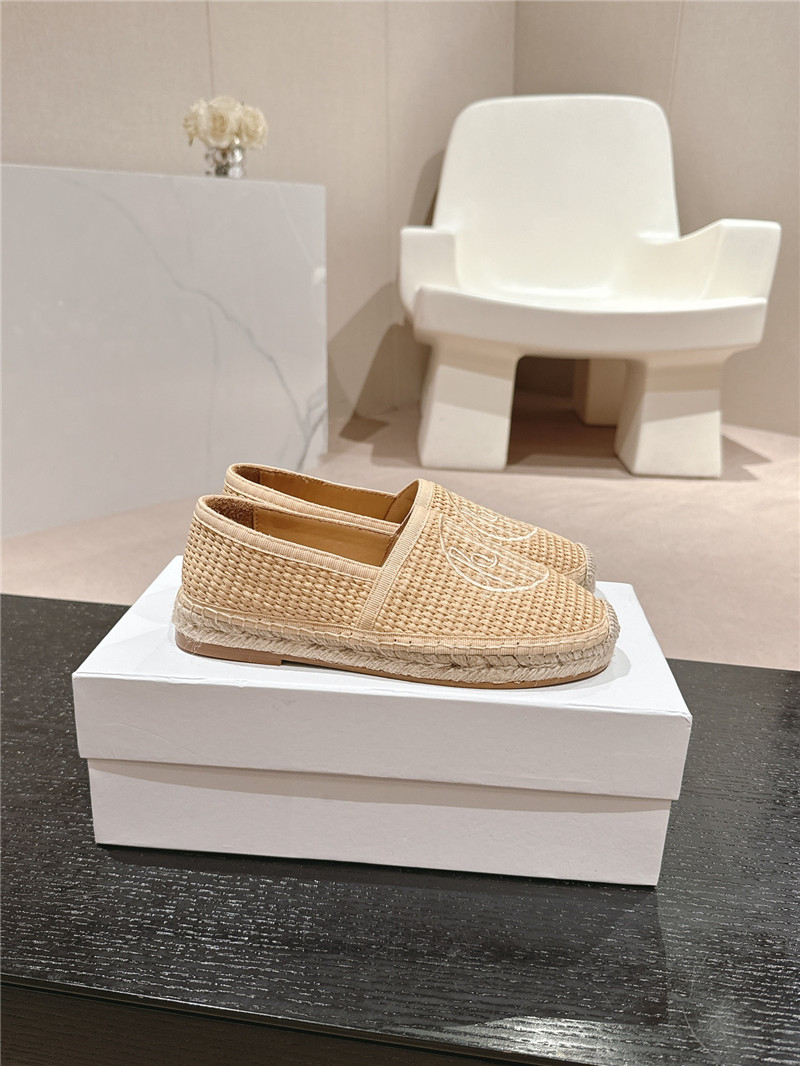 Chloé Isla Beige Espadrille Raffia Fibre Loafers
