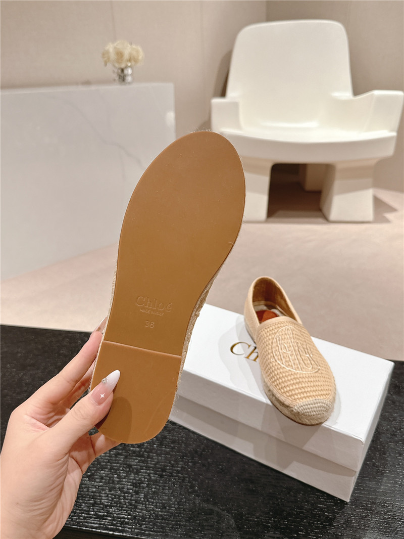Chloé Isla Beige Espadrille Raffia Fibre Loafers
