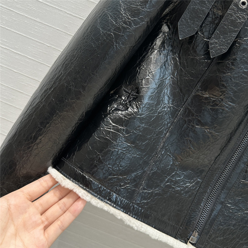 D10r leather and shearling biker jacket