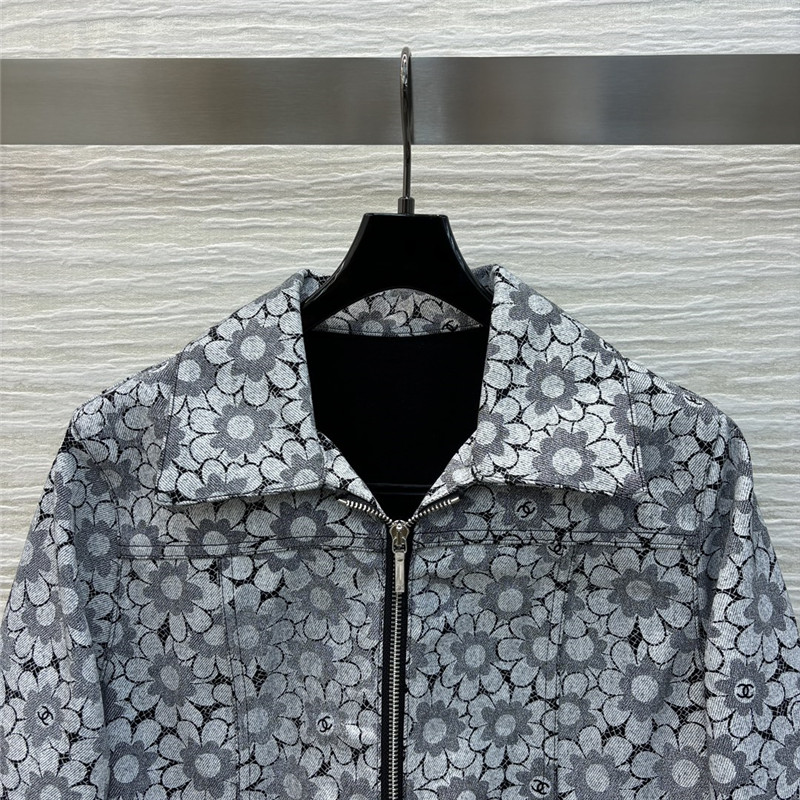 Ch**el logo sunflower denim jacket