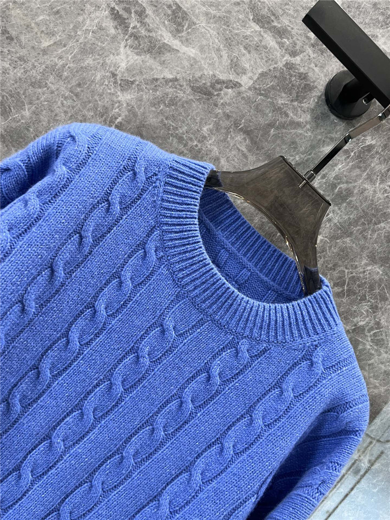 L0ew* crop cable wool sweater blue