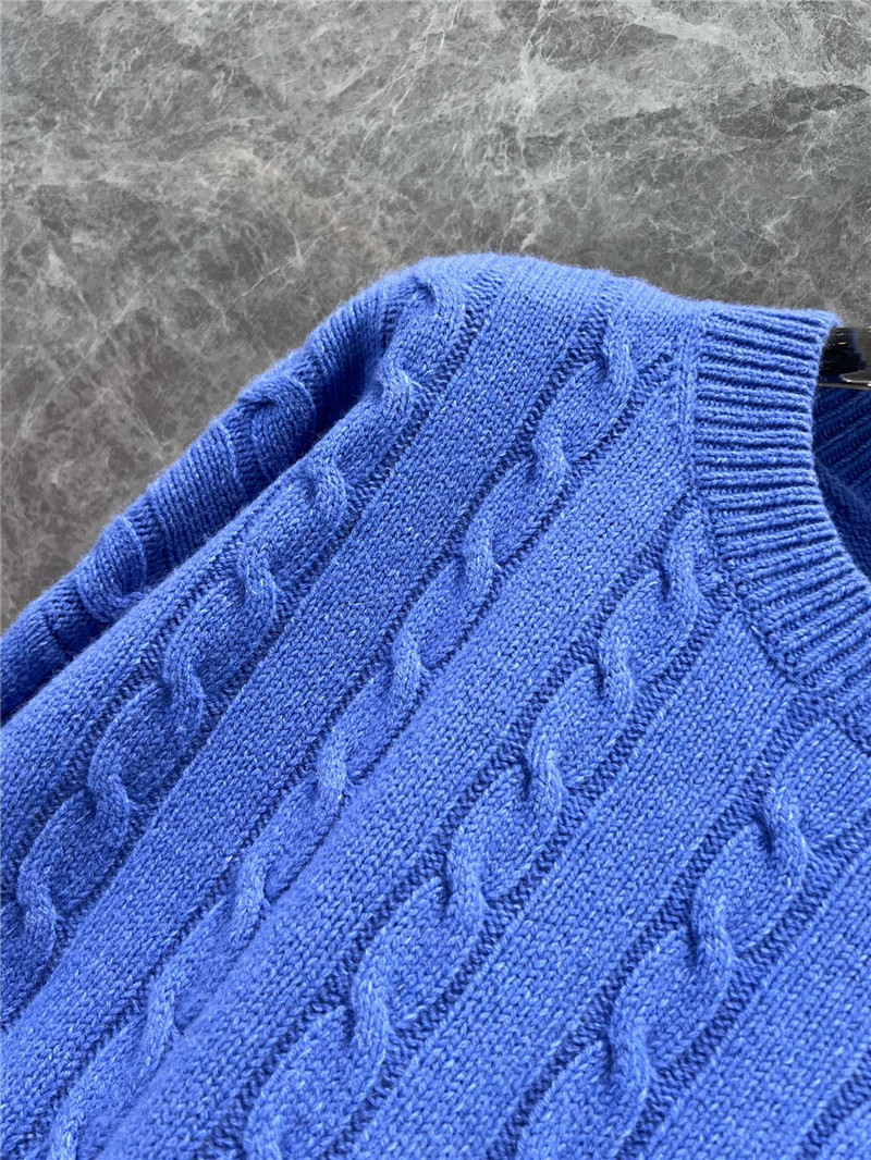 L0ew* crop cable wool sweater blue