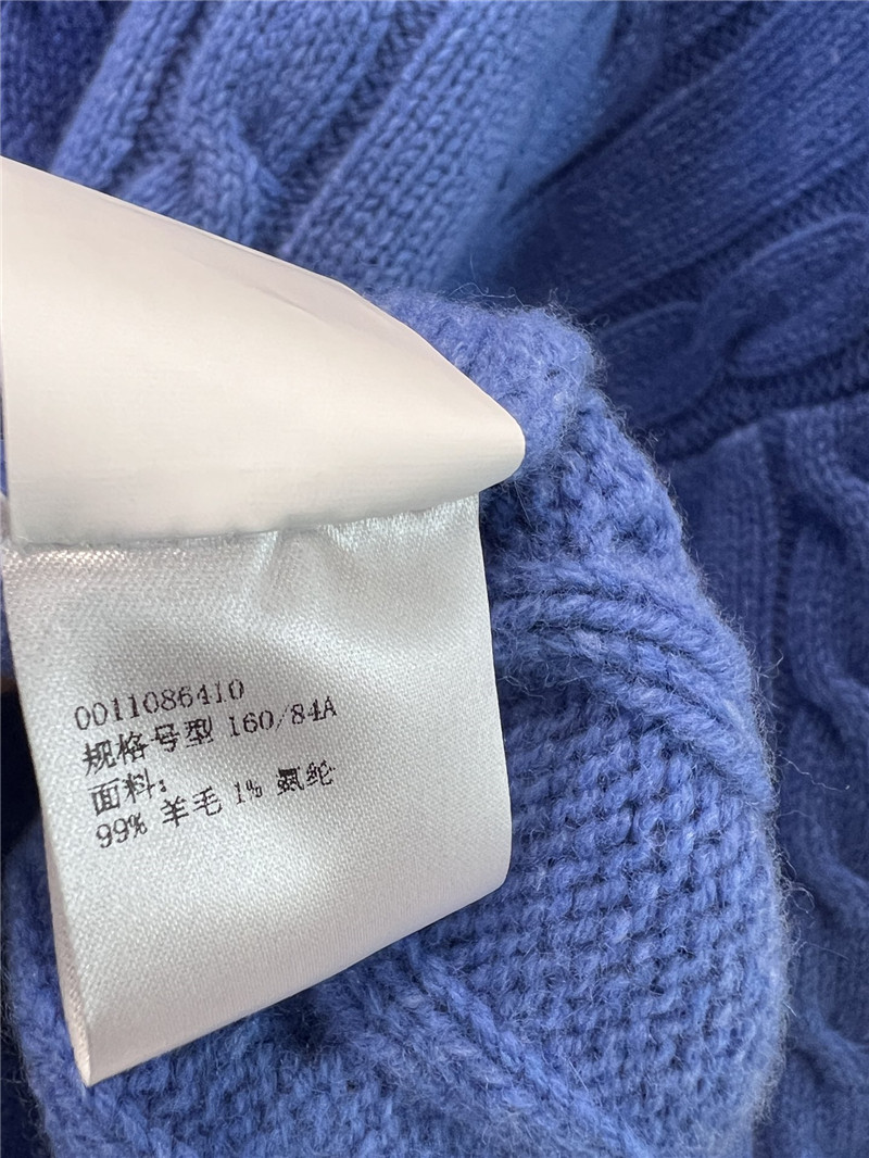 L0ew* crop cable wool sweater blue