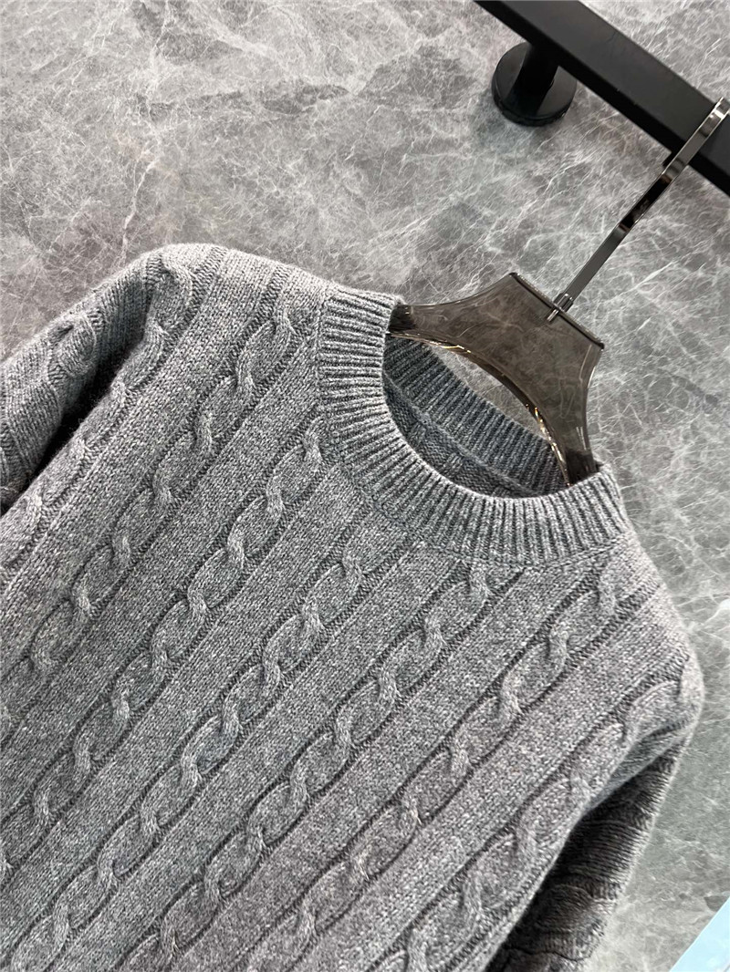 L0ew* crop cable wool sweater grey