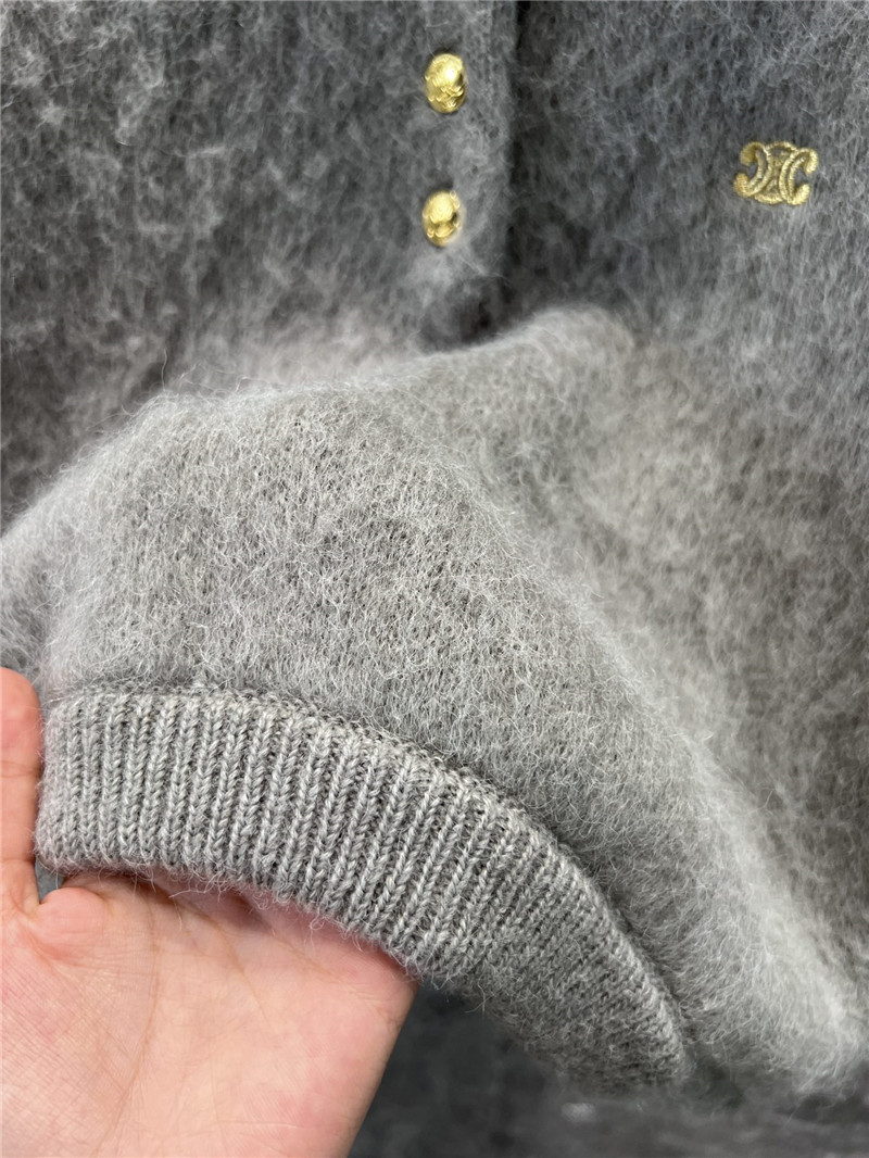 Ce1i*e mohair crystal-embellished polo shirt grey