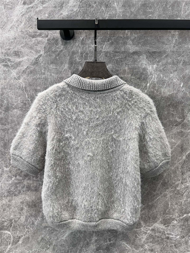 Ce1i*e mohair crystal-embellished polo shirt grey