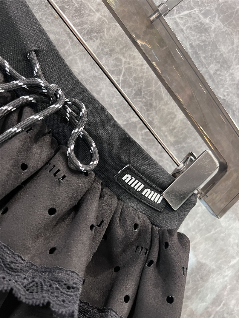 Miu Miu Black Lace-Trimmed Layered Mini Skirt