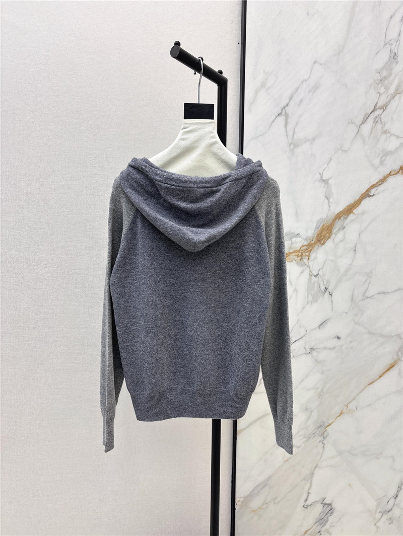 Vanitoo Logo-Intarsia Knit Hoodie Navy/Grey