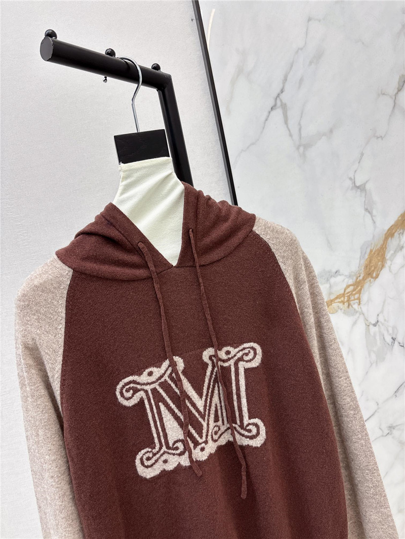 Vanitoo Logo-Intarsia Knit Hoodie Brown/Beige