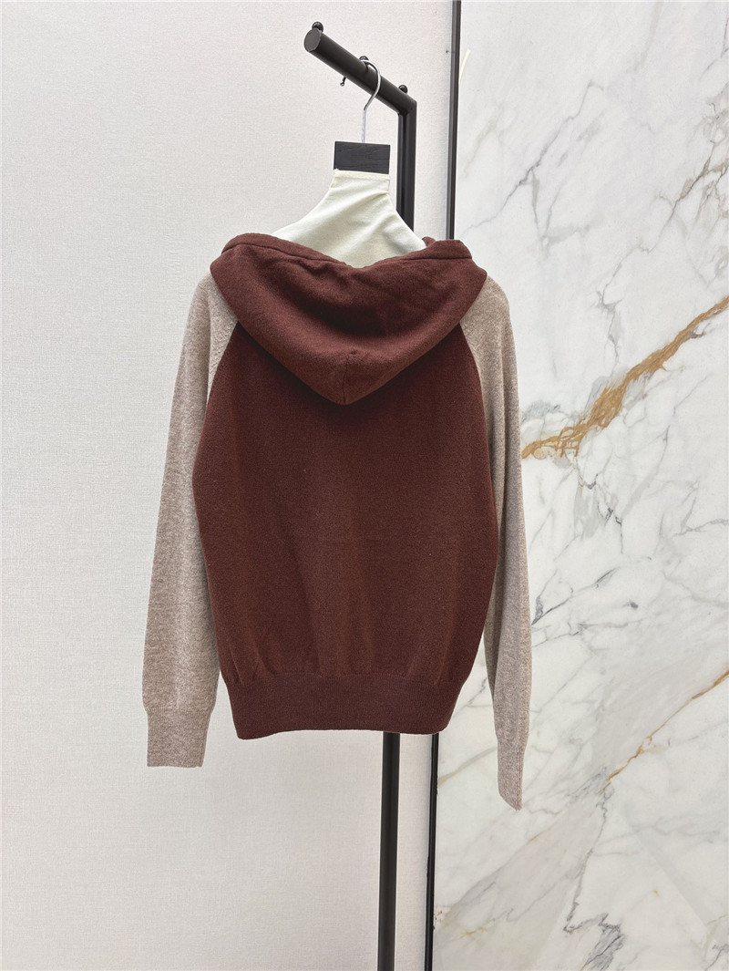 Vanitoo Logo-Intarsia Knit Hoodie Brown/Beige