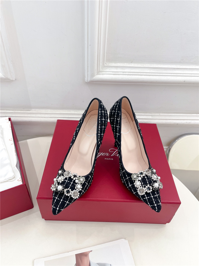 Roger Vivier Efflorescence Pumps 65mm in Black Tweed