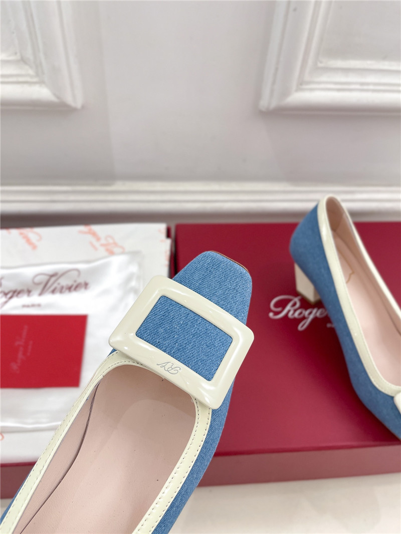 Roger Vivier Belle Vivier Pumps in Blue Canvas