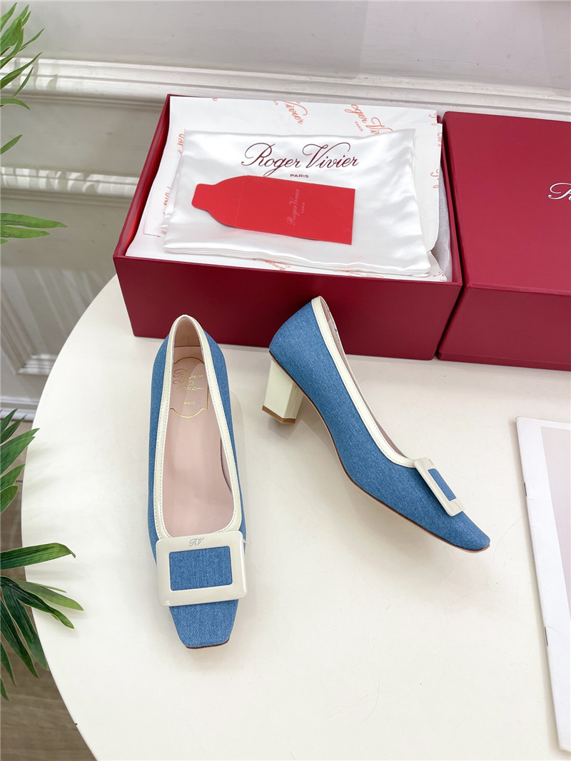 Roger Vivier Belle Vivier Pumps in Blue Canvas