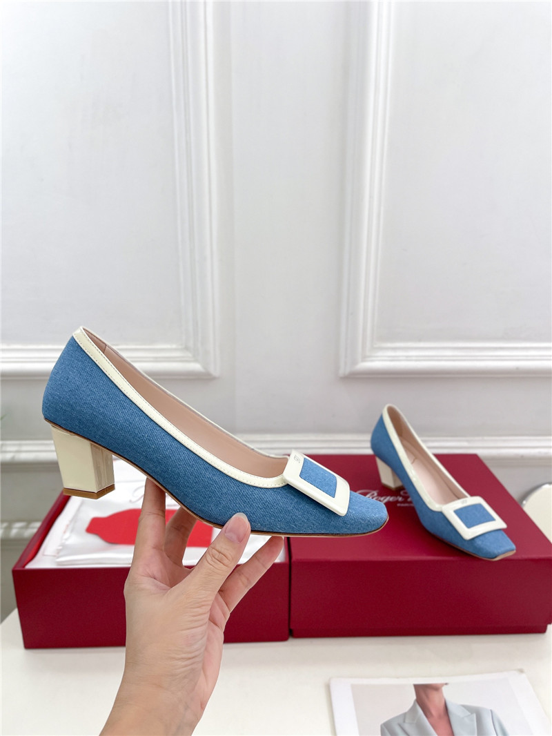 Roger Vivier Belle Vivier Pumps in Blue Canvas