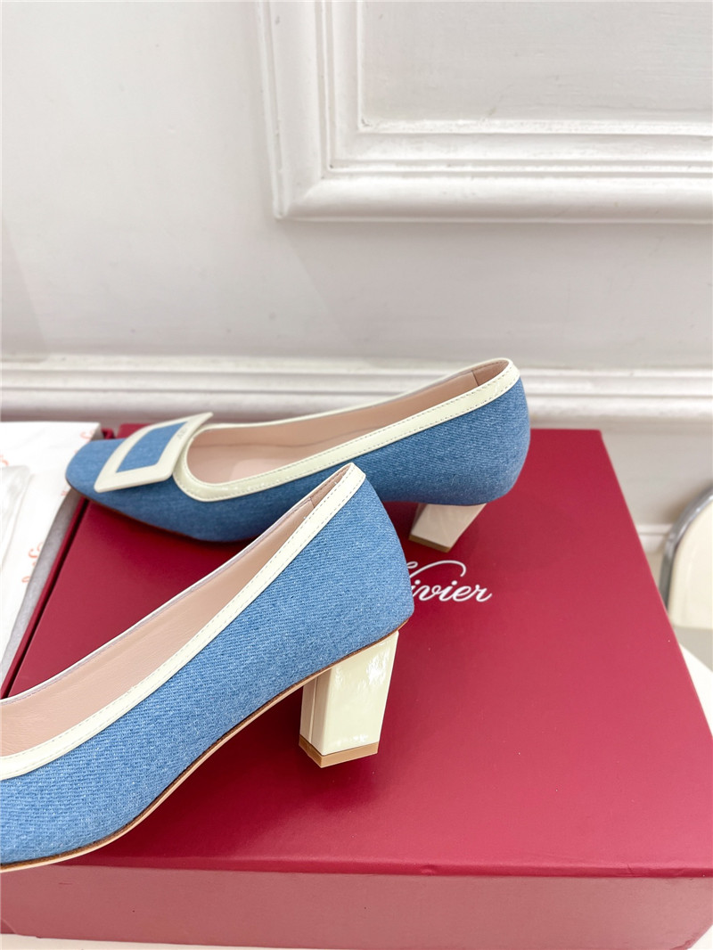 Roger Vivier Belle Vivier Pumps in Blue Canvas