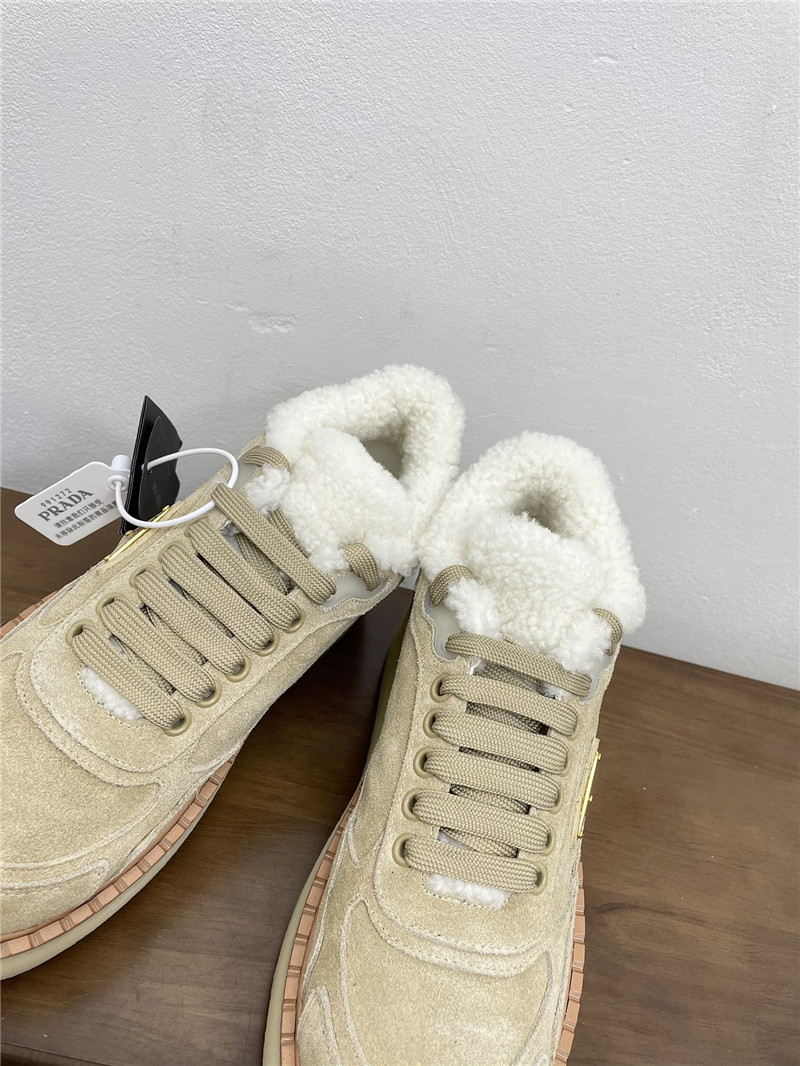 Pra*a winter platform suede sneakers beige