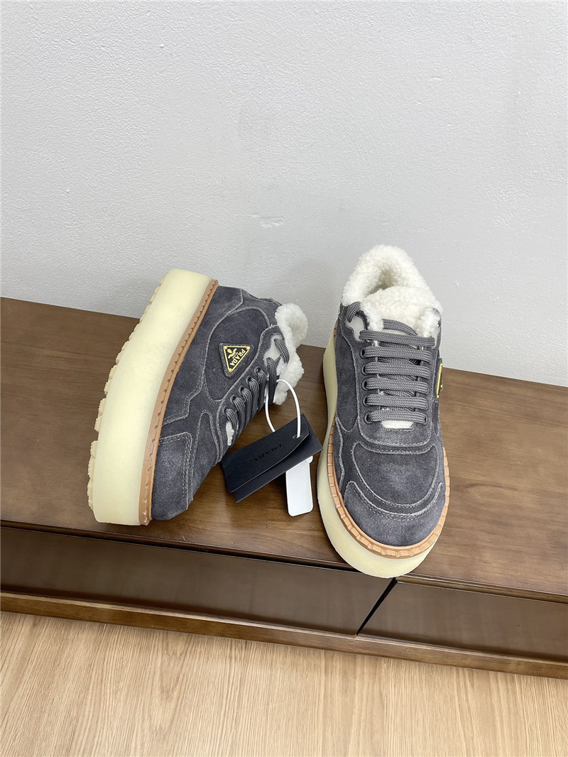 Pra*a winter platform suede sneakers brown