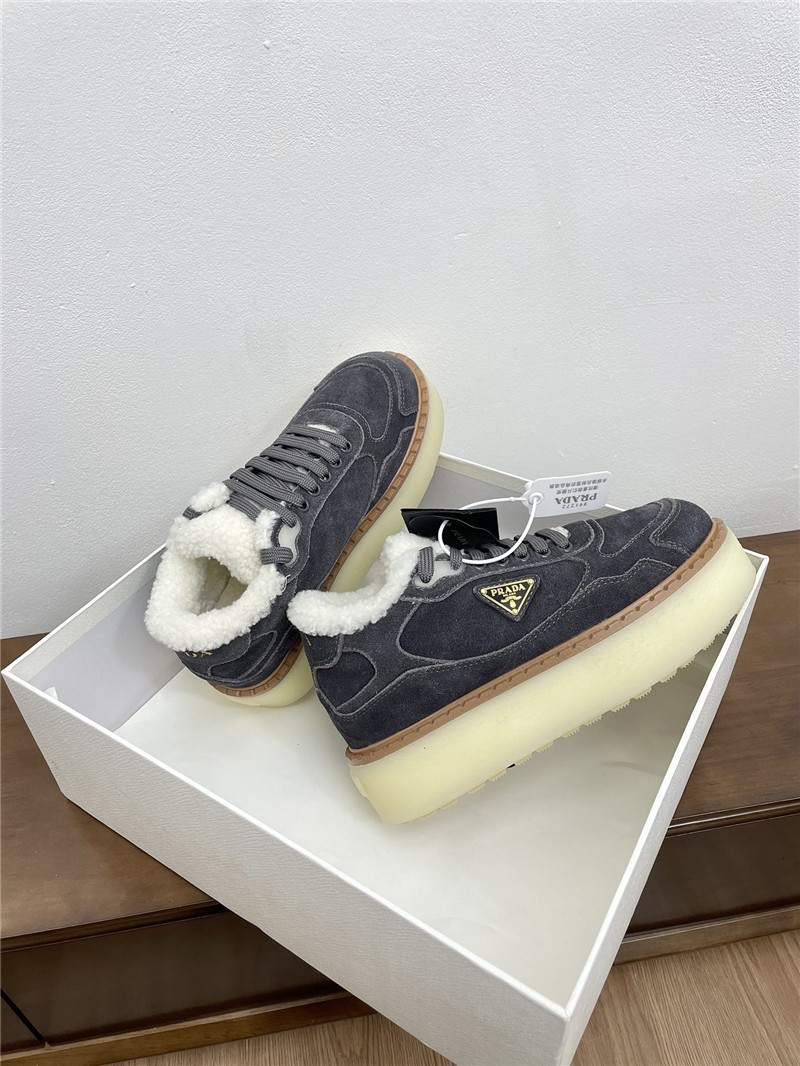 Pra*a winter platform suede sneakers brown