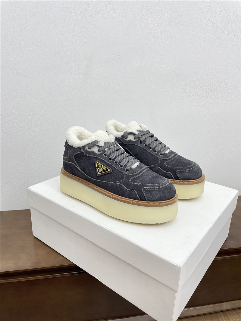 Pra*a winter platform suede sneakers brown