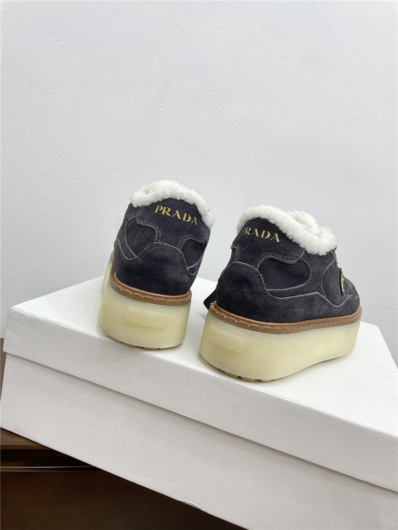 Pra*a winter platform suede sneakers brown