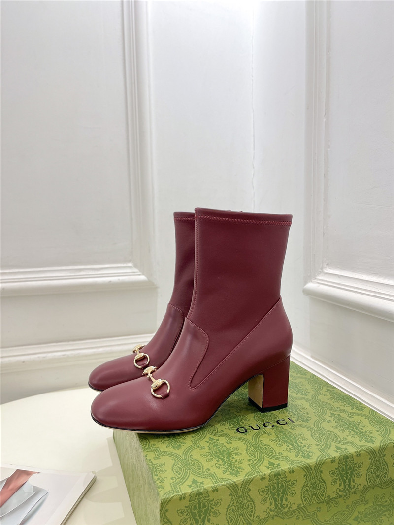 Gvc*1 horsebit leather ankle boots in burgundy