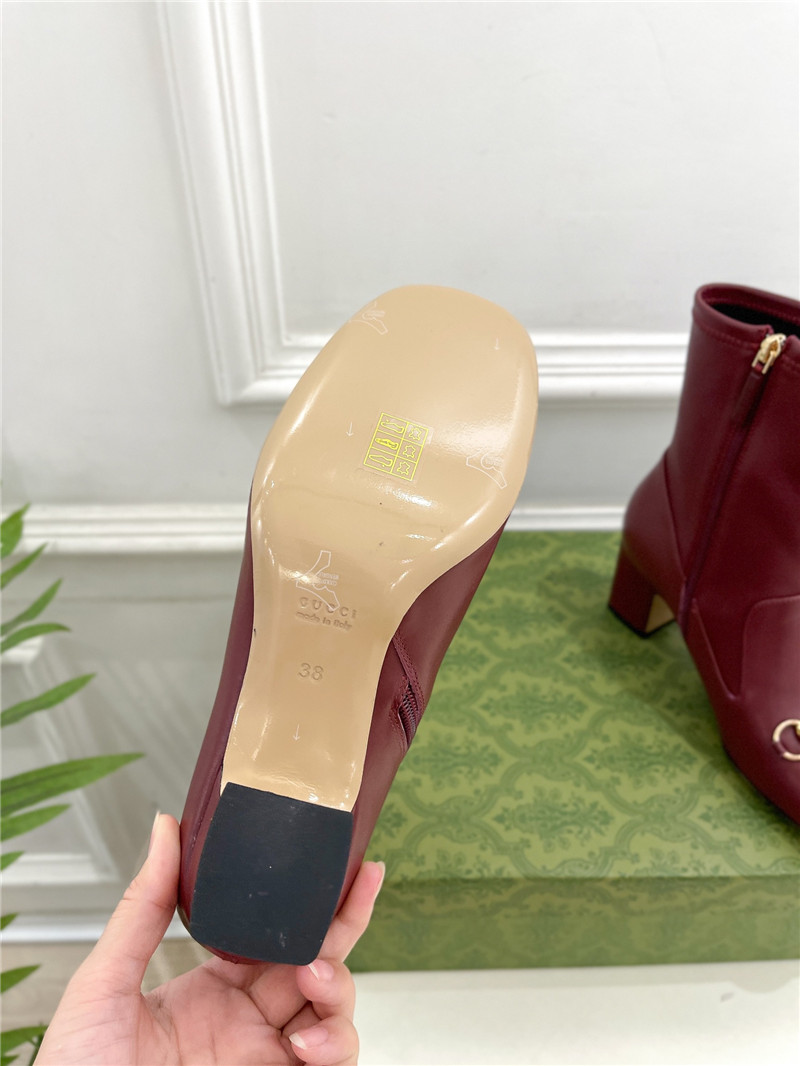 Gvc*1 horsebit leather ankle boots in burgundy