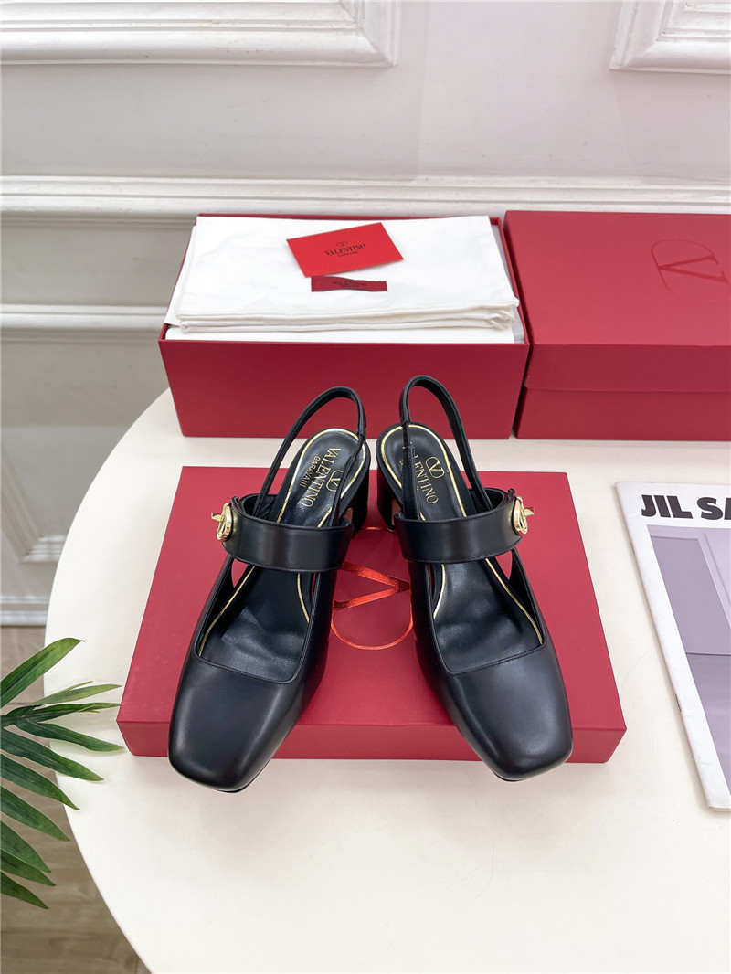 Va1e*ntin0 black vlogo mary-jane slingbacks