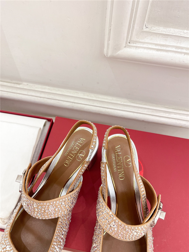 Va1e*ntin0 crystal silver mary-jane slingbacks