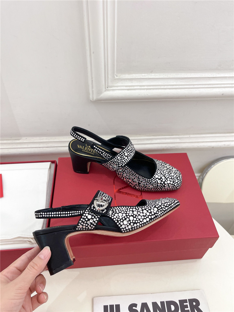 Va1e*ntin0 vlogo locker crystal black mary-jane slingbacks