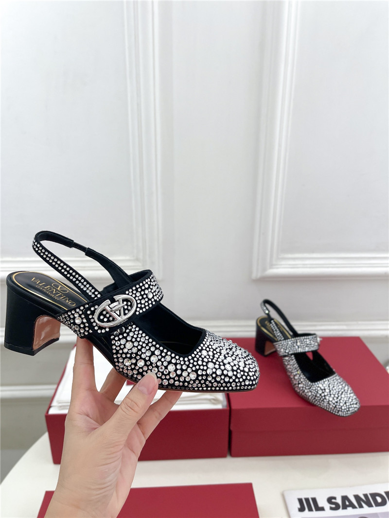 Va1e*ntin0 vlogo locker crystal black mary-jane slingbacks