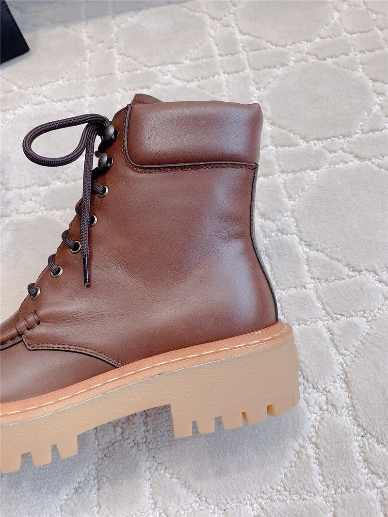 Pra*a platform lace-up calfskin ankle boots in brown