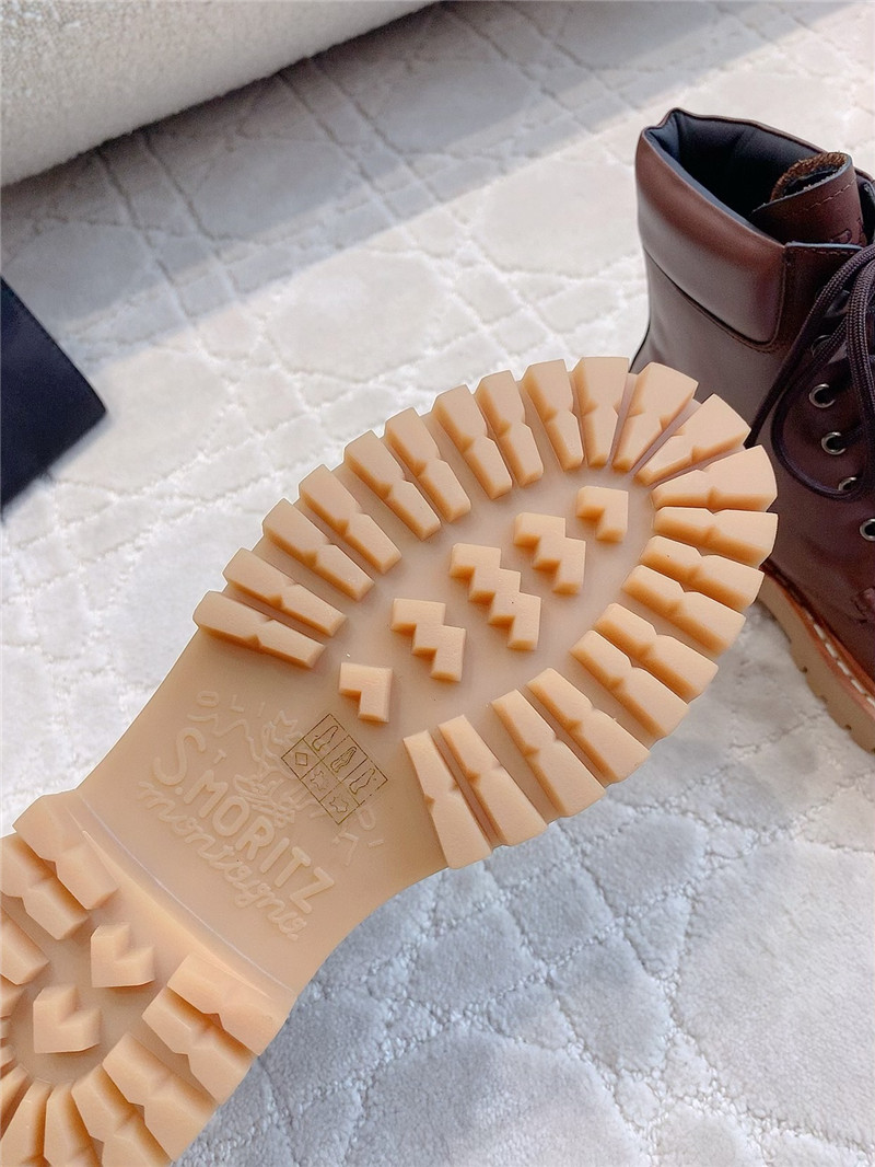 Pra*a platform lace-up calfskin ankle boots in brown