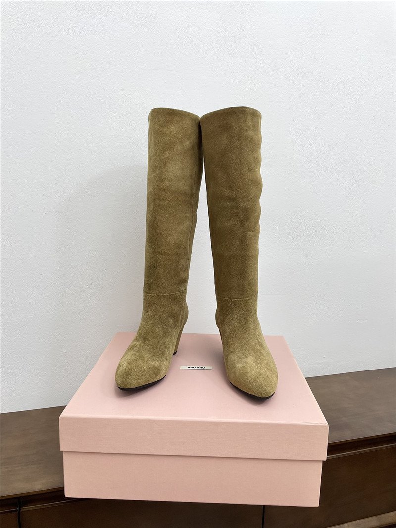 Miu Miu Suede Knee-High Boots