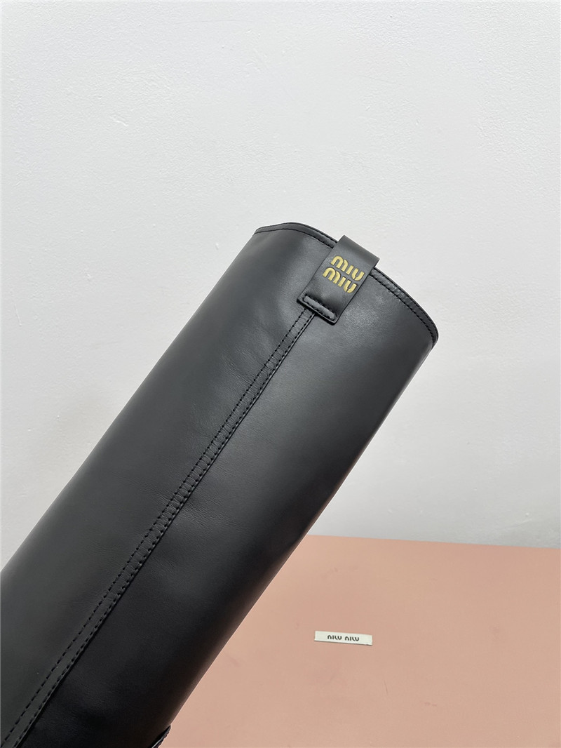Miu Miu Black Leather Knee-High Boots