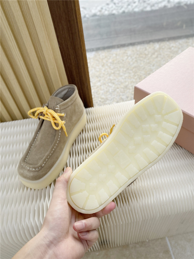 Miu Miu Suede Leather Lace-Up Loafers