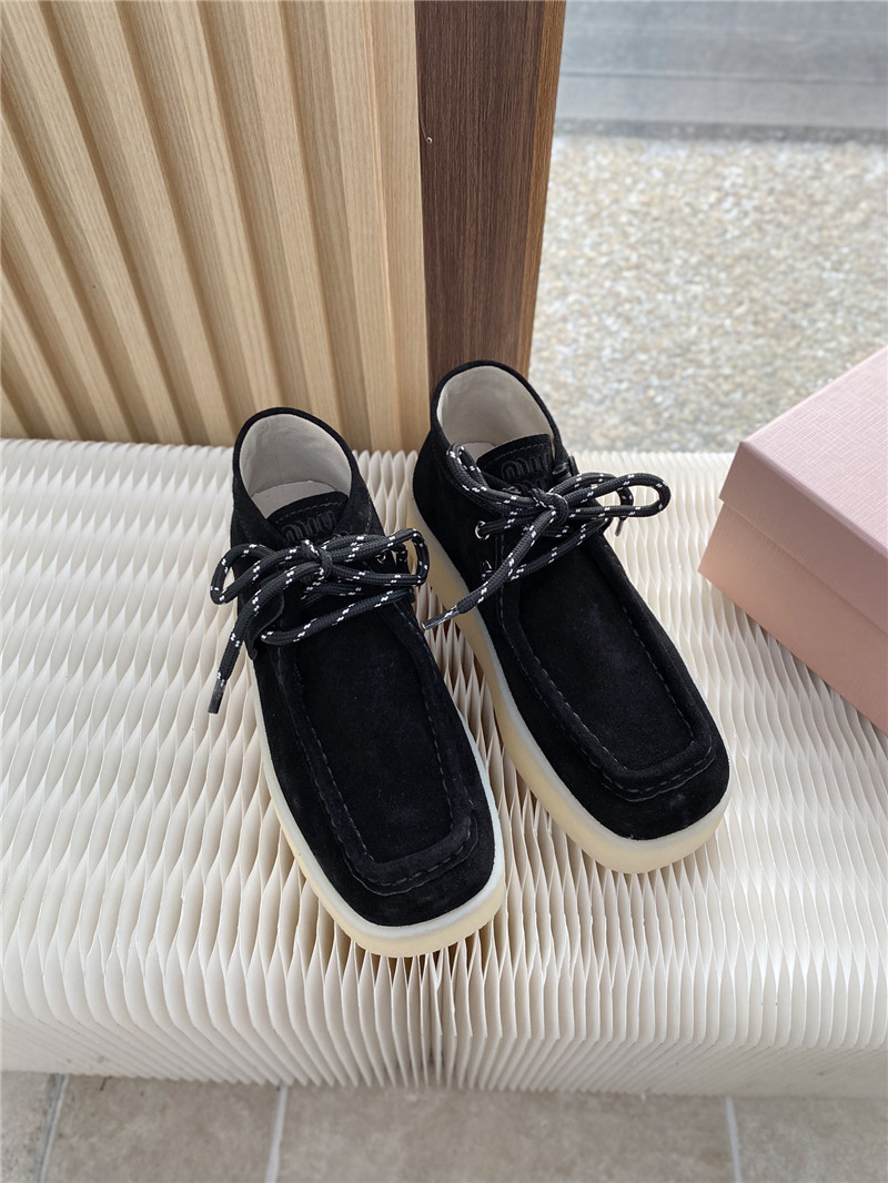 Miu Miu Suede Leather Lace-Up Sneakers