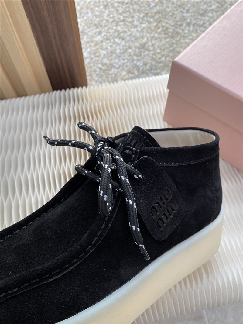 Miu Miu Suede Leather Lace-Up Sneakers