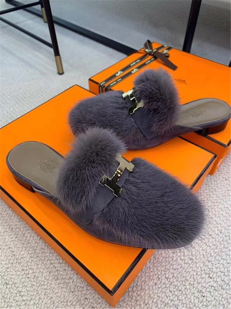 H**me5 paris loafer slippers in purple suede mink